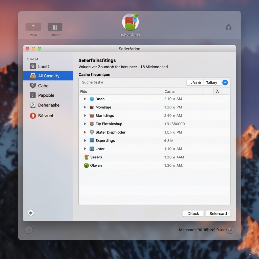 macOS Sequoia Systemeinstellungen-Fenster mit Speicherverwaltung und Cache-Dateien, die verschiedene Cache-Ordner und Speichernutzung auf einem modernen Mac-Desktop zeigen